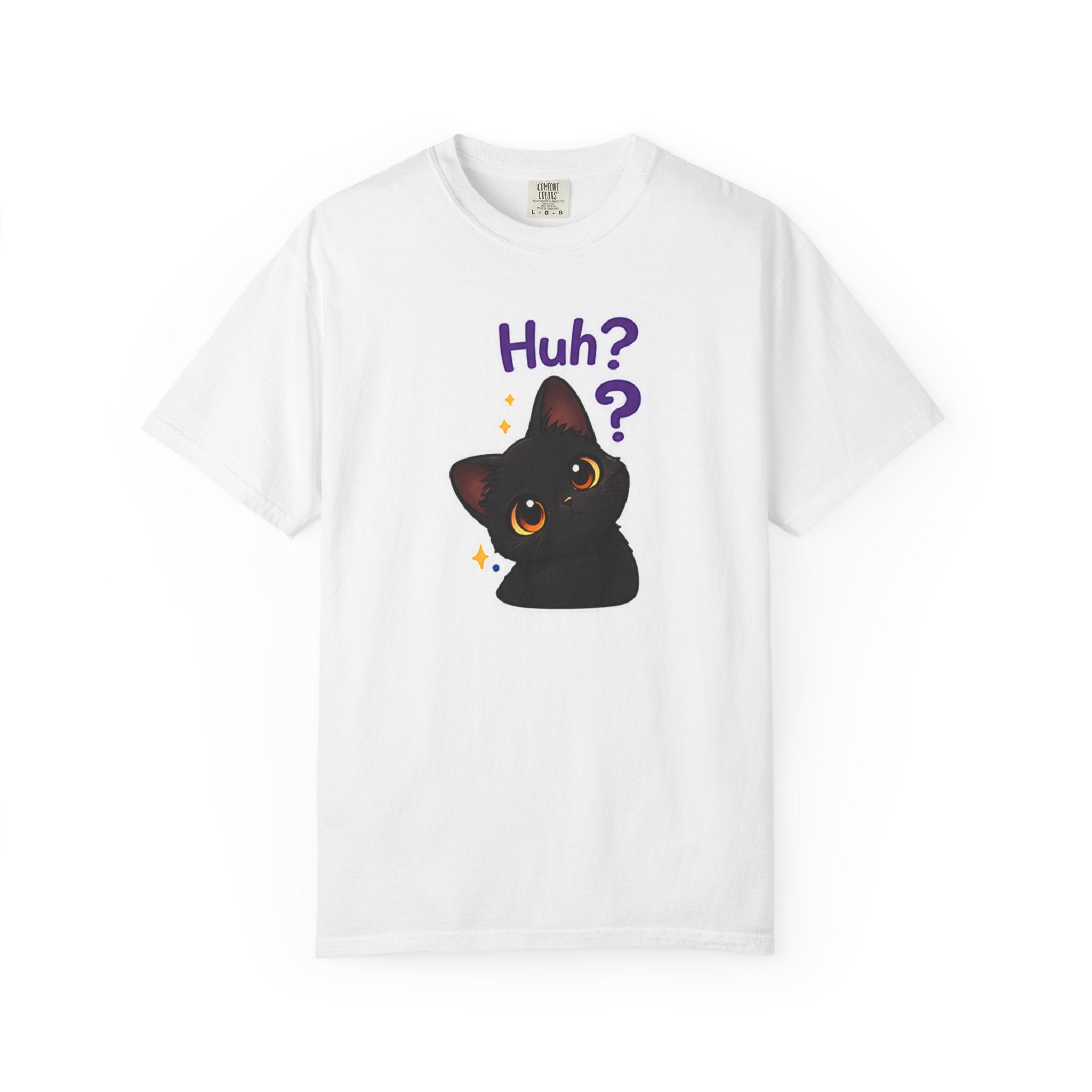 Black cat T-shirt by Printify featuring a cute cat design on soft fabric, perfect for casual wear.