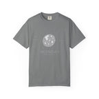 White Monday ruled by Moon T-shirt by Printify featuring celestial moon design on front for casual wear.