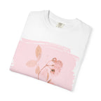 Printify T-shirt featuring a floral quote design: "If I had a flower for every time I thought of you," with colorful flower illustrations.