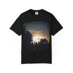 White T-shirt with printed quote "One word frees us of all the weight and pain of life. That word is Love" by Printify, casual fit.