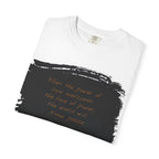 Black Printify T-shirt featuring the quote: "When the power of love overcomes the love of power," in white text.