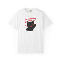 Black kitten T-shirt with "I’m Reminding You" print, featuring a cute kitten graphic on a casual black T-shirt by Printify.