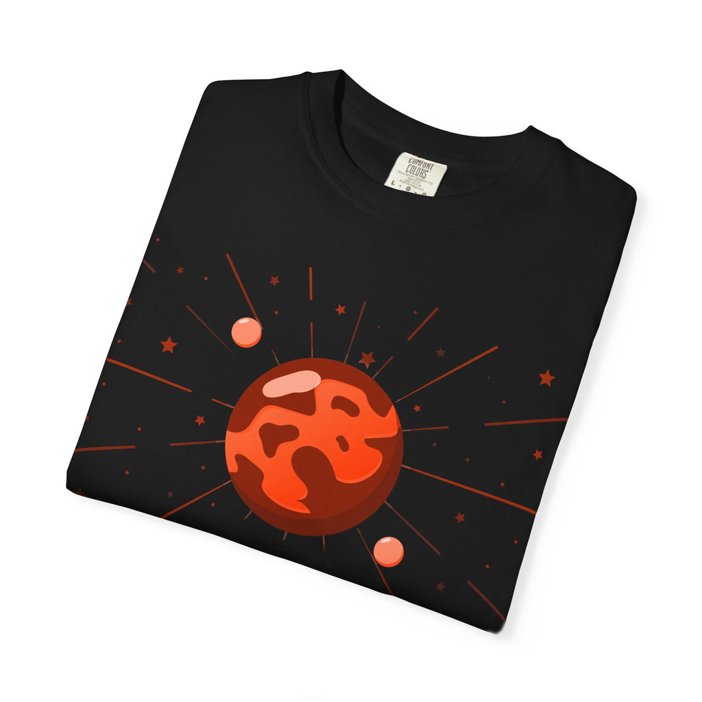 Printify Tuesday ruled by Mars T-shirt featuring a bold Mars symbol and celestial design on soft cotton fabric.