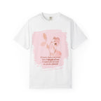 White Printify t-shirt featuring the quote "If I had a flower for every time I thought of you" printed in elegant black lettering.