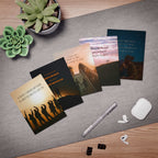 Set of five motivational greeting cards with inspiring quotes, featuring colorful designs and elegant paper finishes.