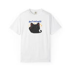 Black cat T-shirt featuring "Am I Cool Yet?" print, casual unisex style by Printify, with a playful design on the front.