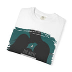 White Printify T-shirt with a heartfelt quote: "For where all love is, the speaking is unnecessary," displayed on the front.