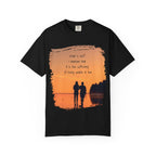 White T-shirt with printed quote "What is hell? I maintain that it is the suffering of being unable to love" by Printify.