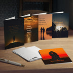 Set of 5 motivational greeting cards with inspiring quotes, printed on high-quality paper by Printify.