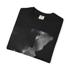 Black Printify T-shirt featuring a quote: "Respect was invented to cover the empty place where love should be" printed on the front.