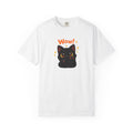 Black cat graphic T-shirt by Printify featuring a cute feline design, perfect for casual wear and cat lovers.