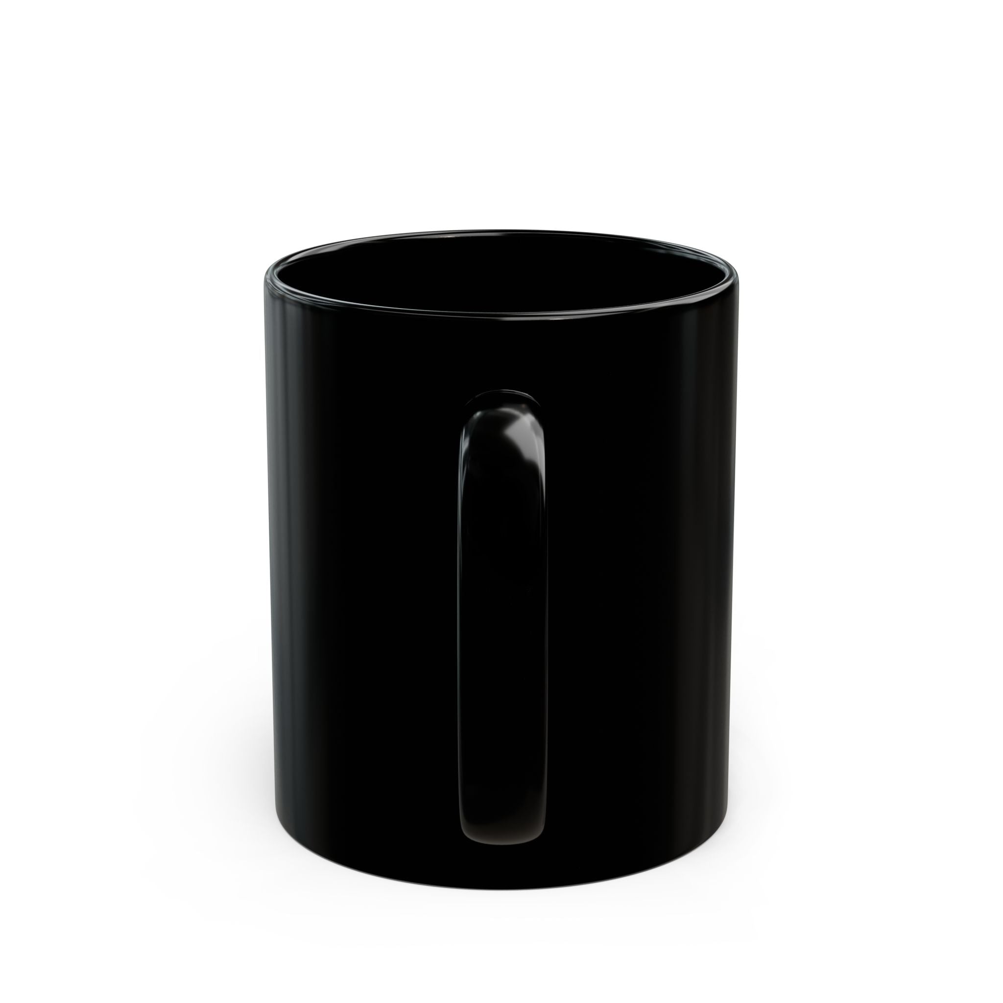 Black ceramic mug with a floral quote design saying "If I had a flower for every time I thought of you," by Printify.